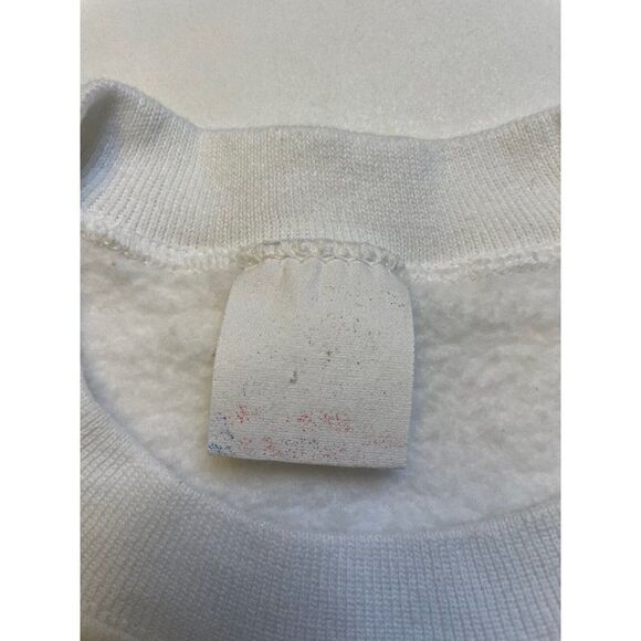 VINTAGE Floral Flower Graphic Crewneck Sweatshirt Women Large White USA 90s - Picture 4 of 5